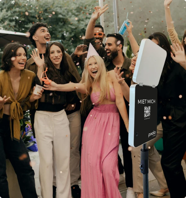 Demo des digitalen Fotobox-Hintergrunds auf einer Babyparty